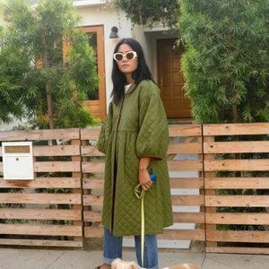 Quilted Reversible Olive Green and Orange Coat